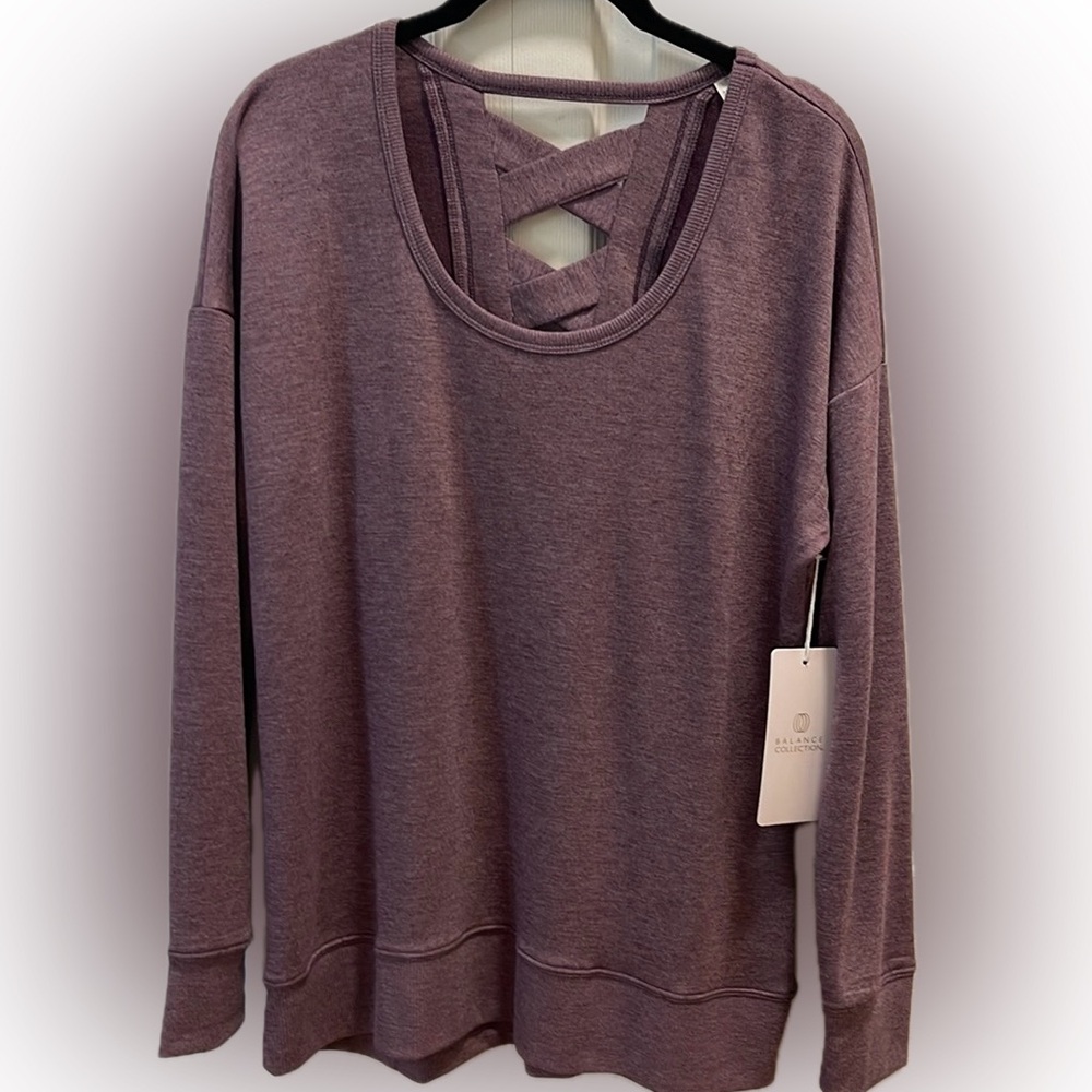 NWT Marika Balance Collection Cammy Long Sleeve Pullover Shirt M Purple New